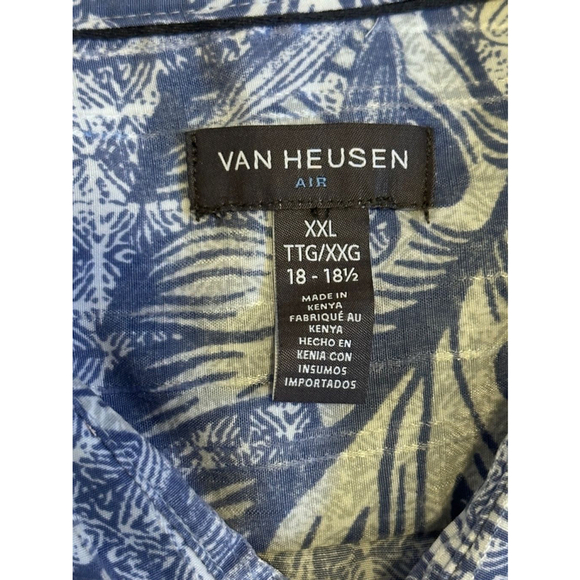 Van Heusen Men’s Air Classic Fit Colony Blue/White Wicking Shirt XL Hawaiian - Picture 5 of 7